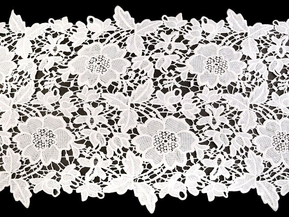 Vyšívaná čipka / štóla šírka 36 cm off white - 1 m