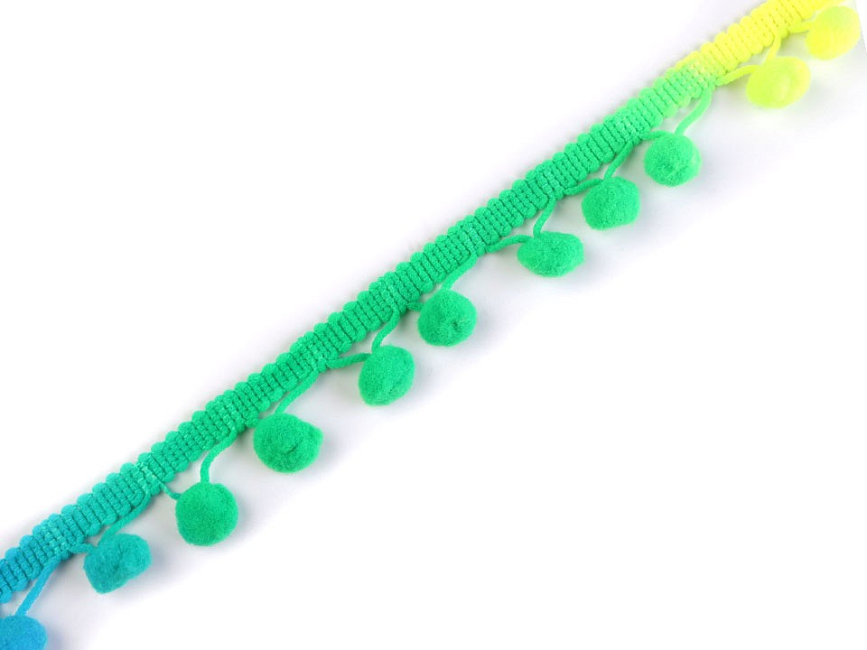Prámik šírka 20 mm s malými brmbolcami Ø10 mm neónový / dúhový - 1 m