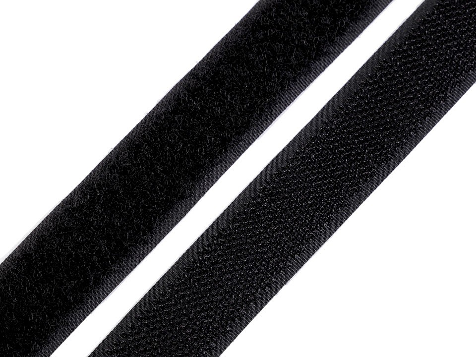 Suchý zips háčik + plyš šírka 20 mm čierny - 1 m