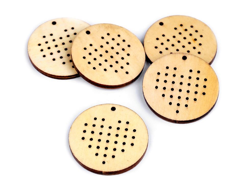 Drevený výsek k vyšívaniu Ø45 mm srdce - 5 ks