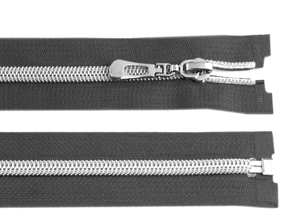 Špirálový zips so striebornými zúbkami šírka 7 mm dĺžka 70 cm-1ks