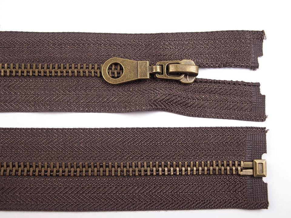 Staromosadzný zips šírka 6 mm dĺžka 60 cm bundový - 1 ks