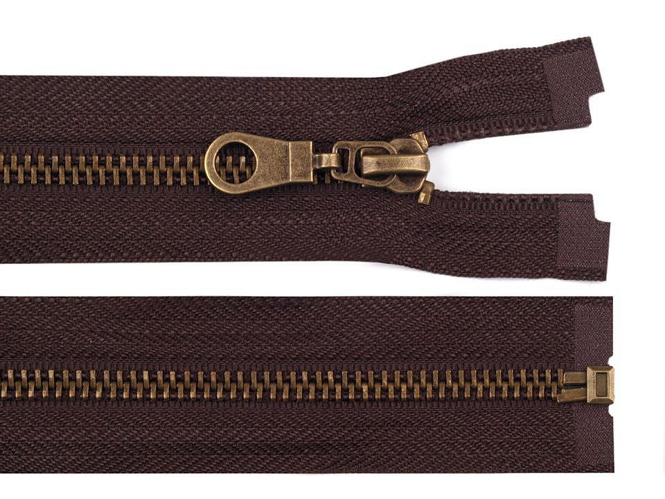 Staromosadzný zips šírka 6 mm dĺžka 65 cm bundový - 1 ks