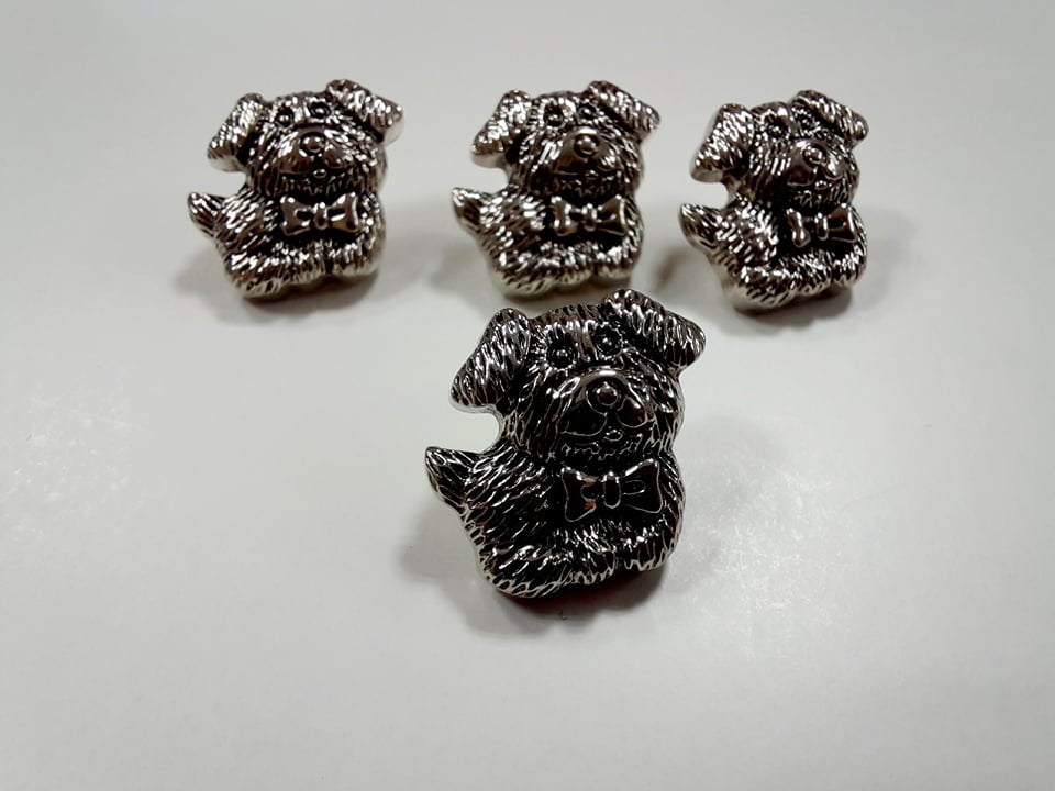 Strieborný gombík "psík"  Ø 15mm - 1 ks