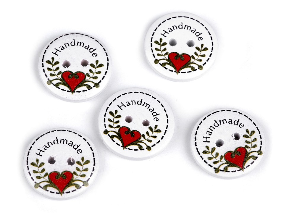 Drevený dekoračný gombík Handmade - 10 ks