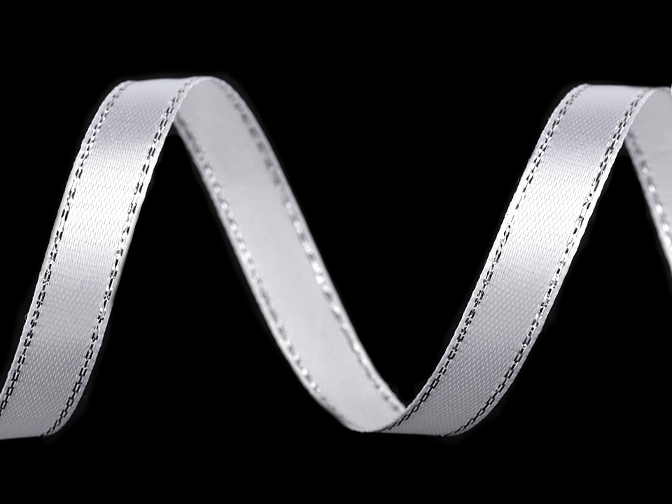 Atlasová stuha s lurexom šírka 10 mm - 22,5 m