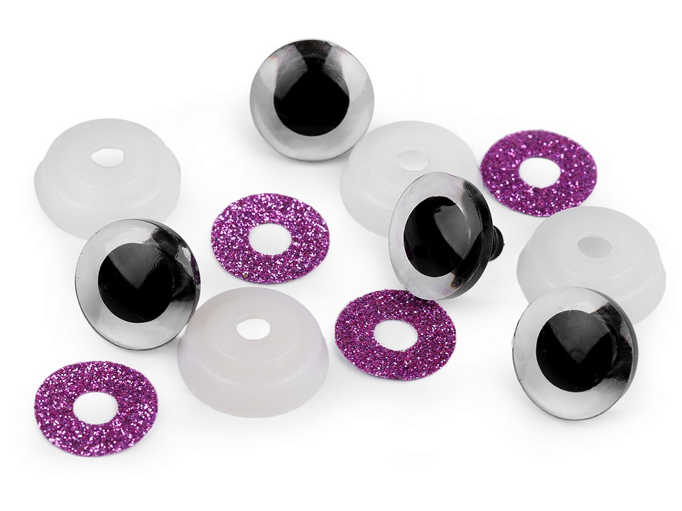Oči glitrové s poistkou Ø20 mm- 4 sada (4oči)