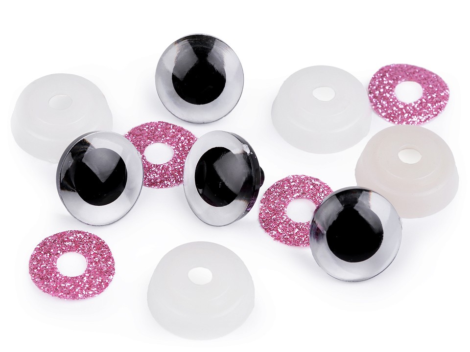 Oči glitrové s poistkou Ø20 mm- 4 sada (4oči)