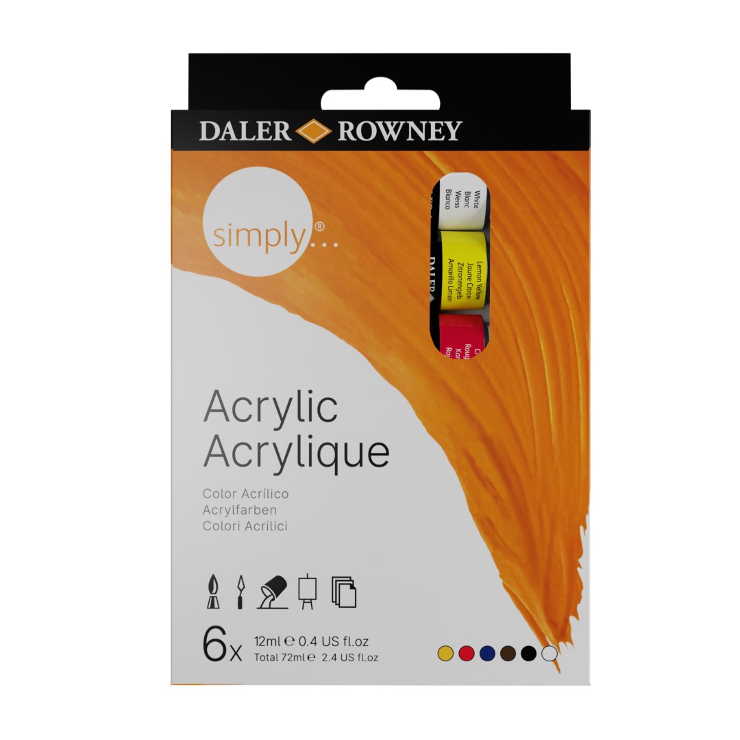 D&R SIMPLY sada akrylových farieb, 6 x12ml