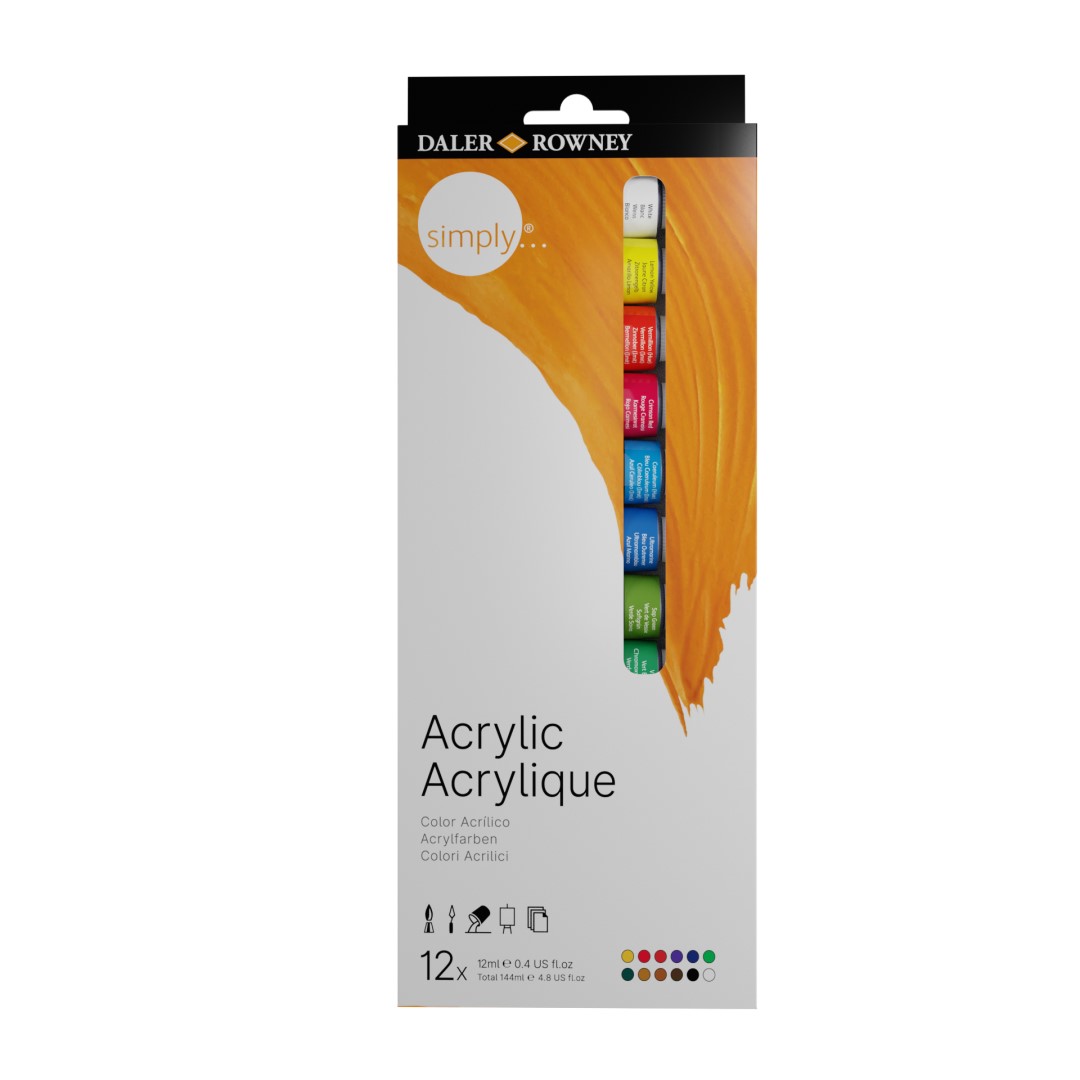 D&R SIMPLY sada akrylových farieb, 12x12ml