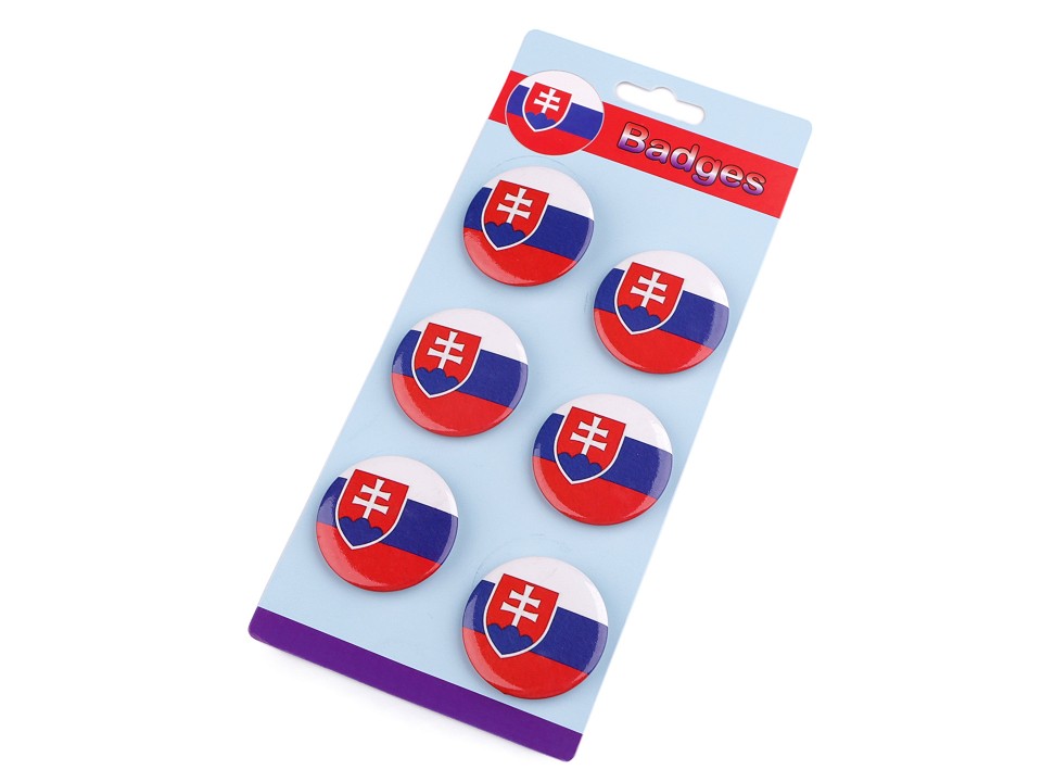 Placka - vlajka Slovenská republika Ø3,5 cm - 6 ks
