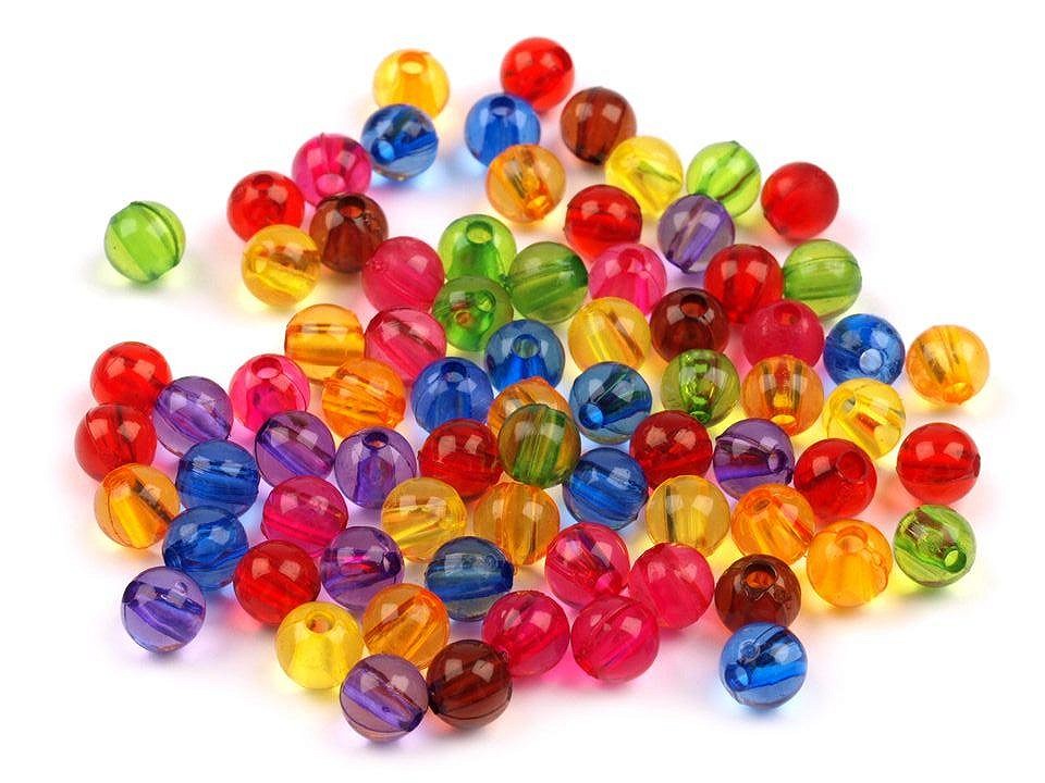 Plastové koráliky Transparent Ø6 mm - 20 g