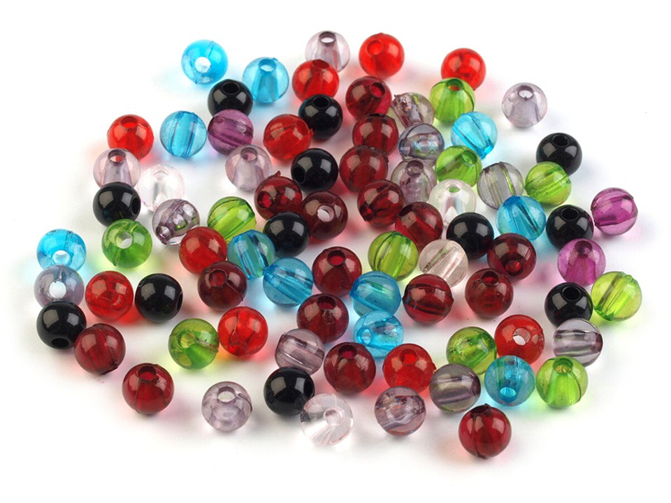 Plastové koráliky Transparent Ø6 mm - 20 g