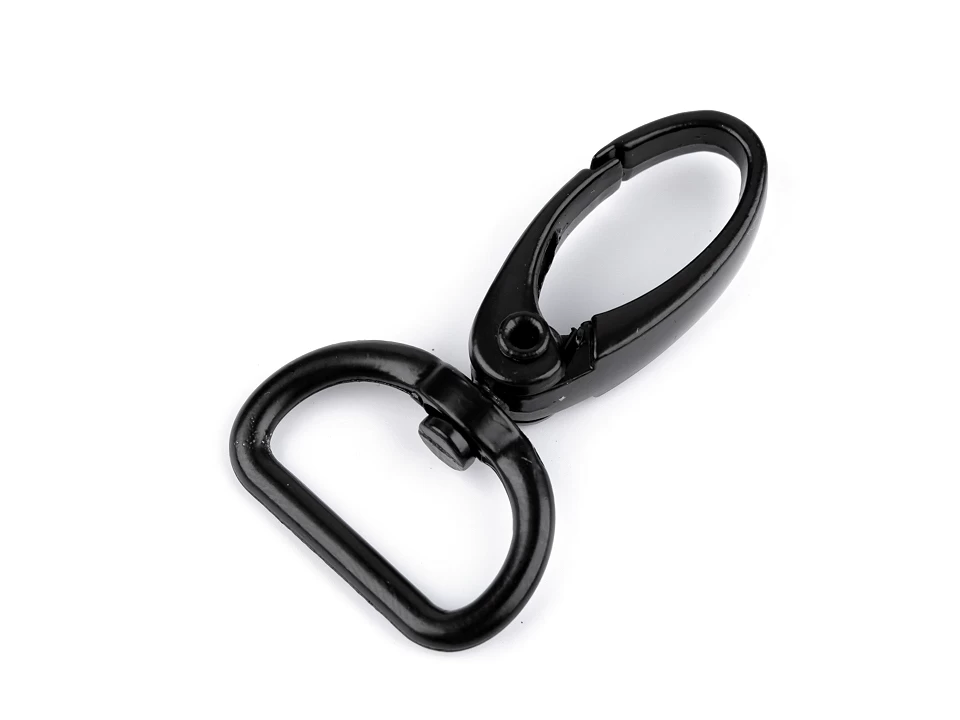 Kovová karabína čierna prievlak 20 mm - 2 ks