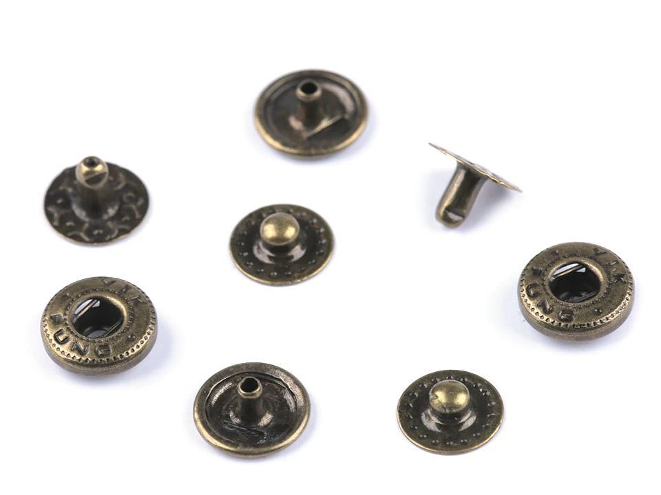 Gombíky stláčacie s pierkom Ø10 mm na stredne hrubé látky - 5 sada