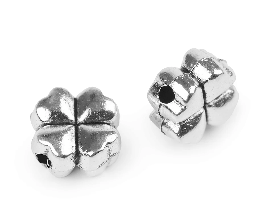 Kovová ozdoba štvorlístok 8x8 mm - 10ks