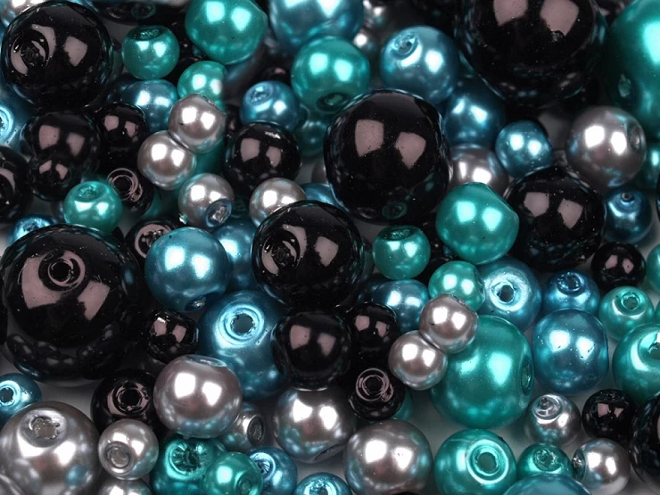 Sklenené voskové perly mix veĺkostí a farieb Ø4-12 mm - 50g