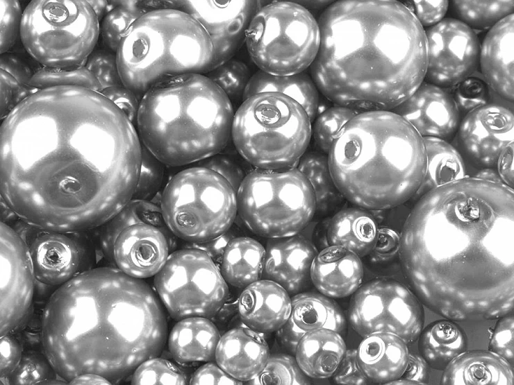 Sklenené voskové perly mix veĺkostí Ø4-12mm - 50g