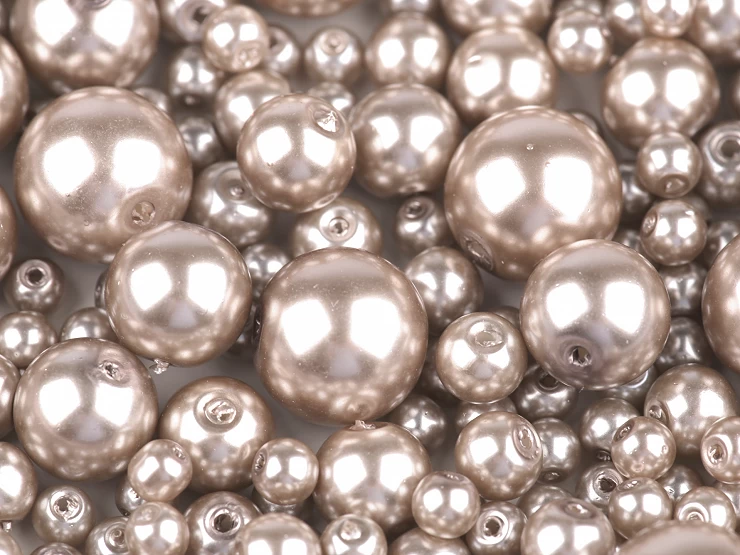 Sklenené voskové perly mix veĺkostí Ø4-12mm - 50g