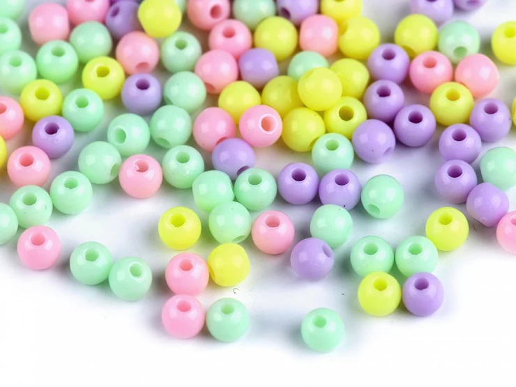 Plastové koráliky Color Ø4 mm farebný mix - 20g