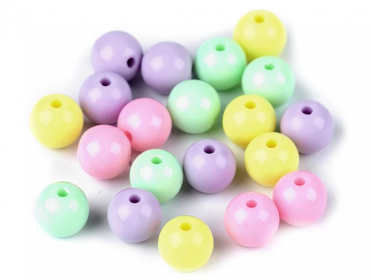 Plastové korálky Color Ø10 mm farebný mix - 25ks