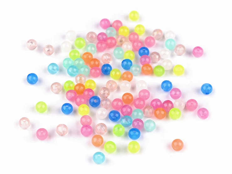 Plastové korálky svietiace v tme Ø6 mm - 20g
