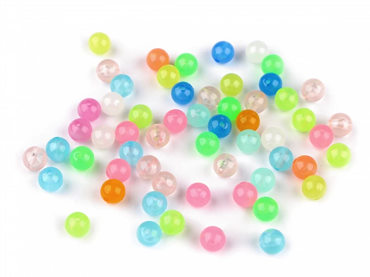 Plastové korálky svietiace v tme Ø8 mm - 20g