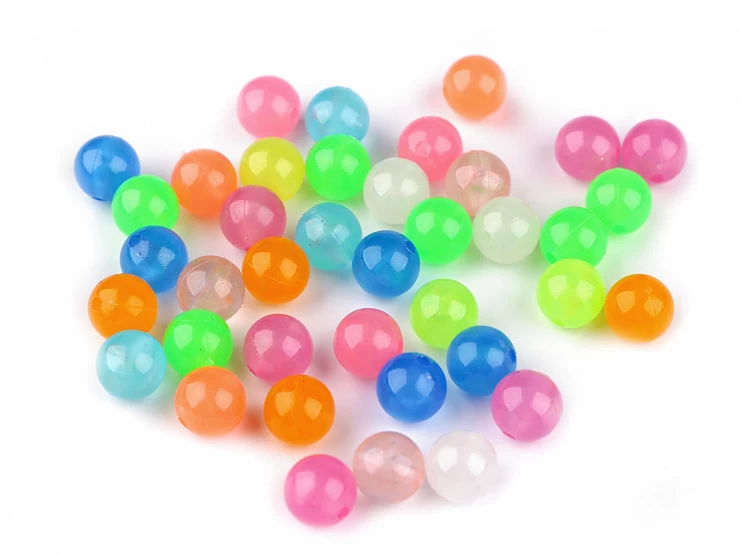 Plastové korálky svietiace v tme Ø10 mm - 20g