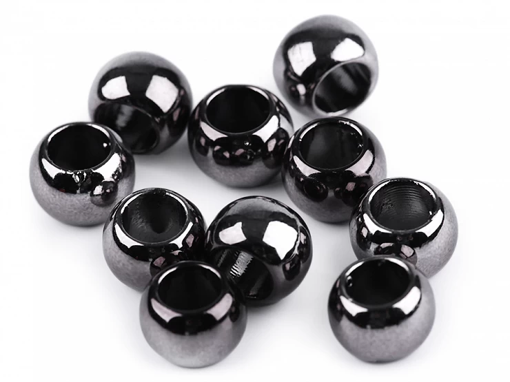 Plastové koráliky Metalic s veľkým prievlakom / plavkové 8x10 mm - 10ks