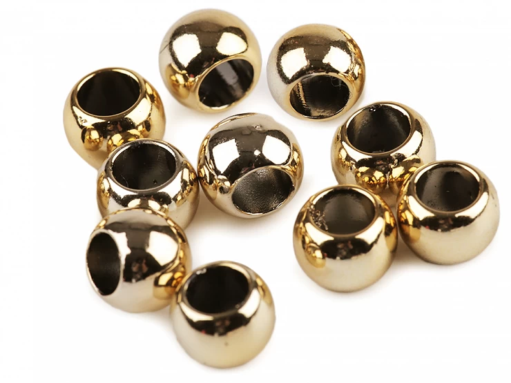 Plastové koráliky Metalic s veľkým prievlakom / plavkové 8x10 mm - 10ks