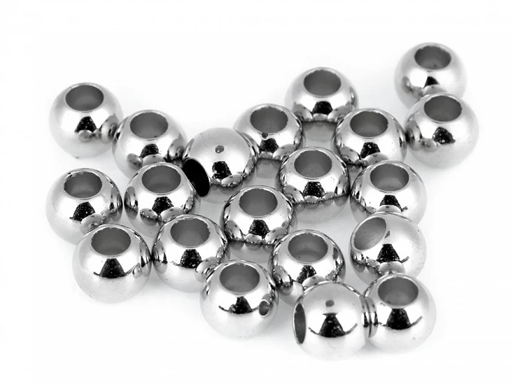 Plastové korálky Metalic s veľkým prievlakom / plavkové 8x10 mm - 20ks
