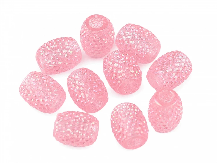 Plastové koráliky s veľkým prievlakom / plavkové 13x15 mm - 5ks