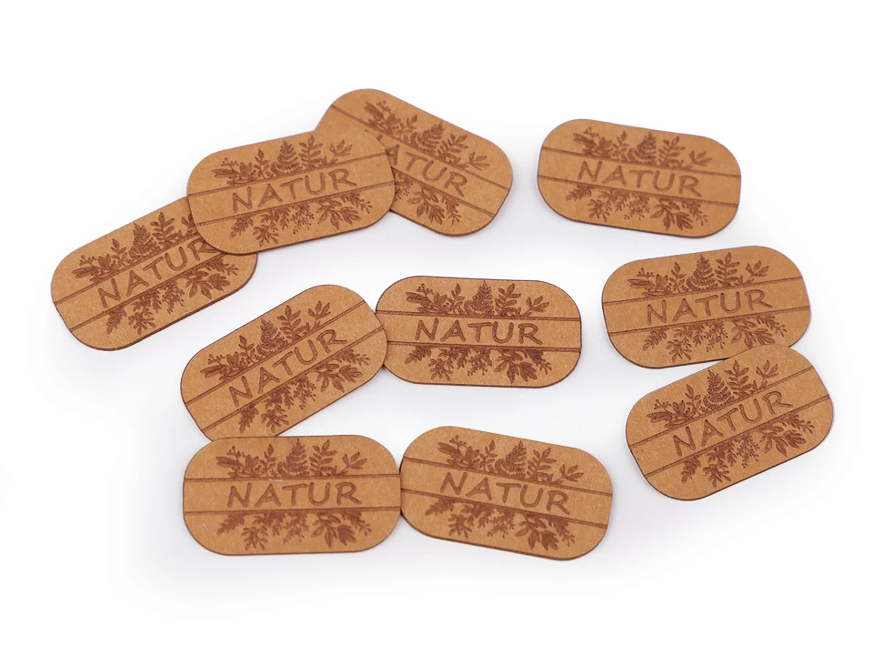 Nášivka / štítok z prateľného papiera - natur- 10 ks