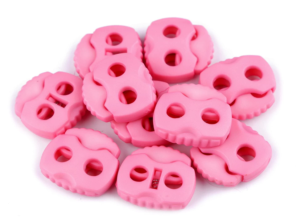 Brzdičky s dvoma dierkami 20x20 mm – variant 30 ružová svetlá – 10 ks
