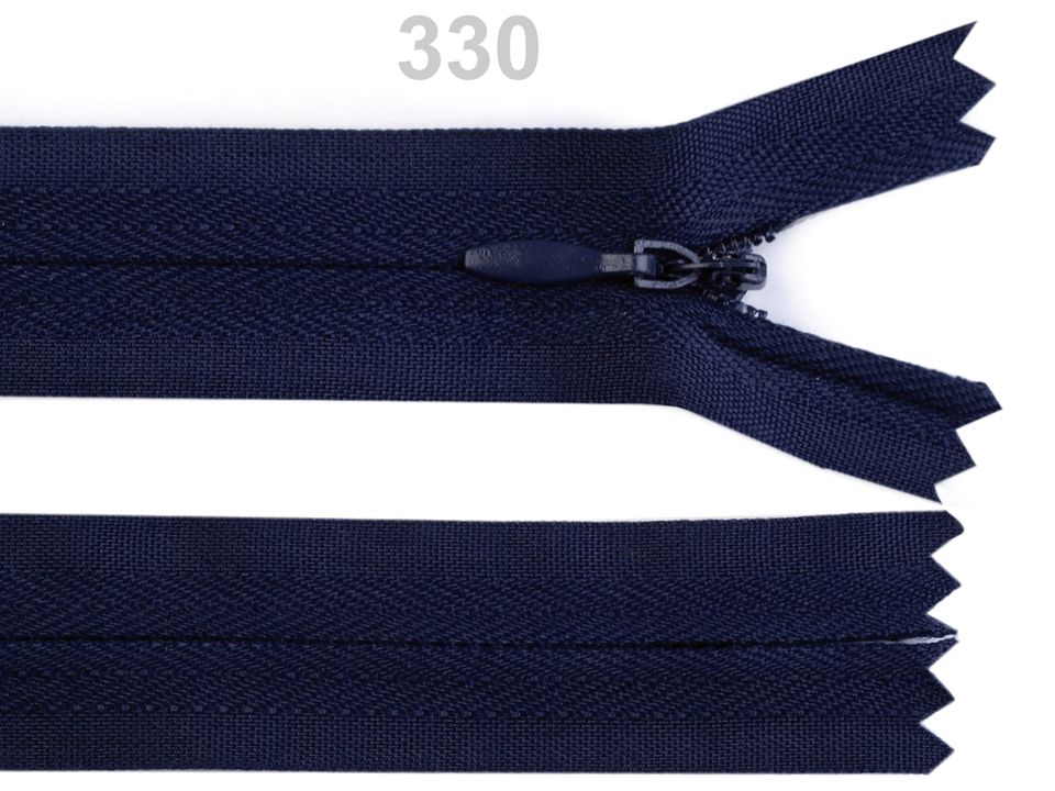 Špirálový zips skrytý šírka 3 mm dĺžka 22 cm - 1 ks