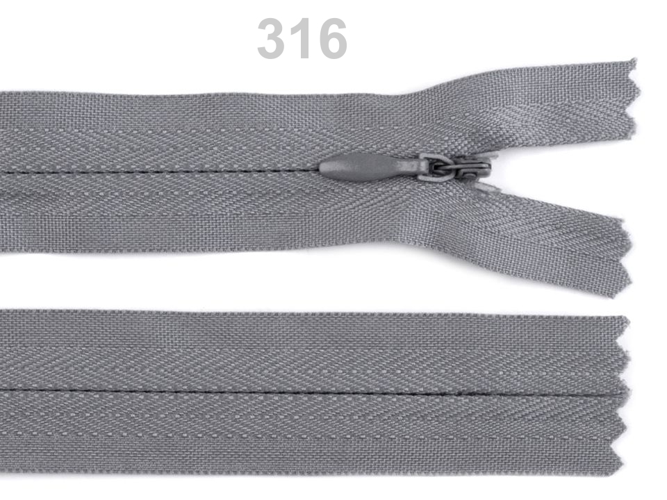 Špirálový zips skrytý šírka 3 mm dĺžka 55 cm - 1 ks