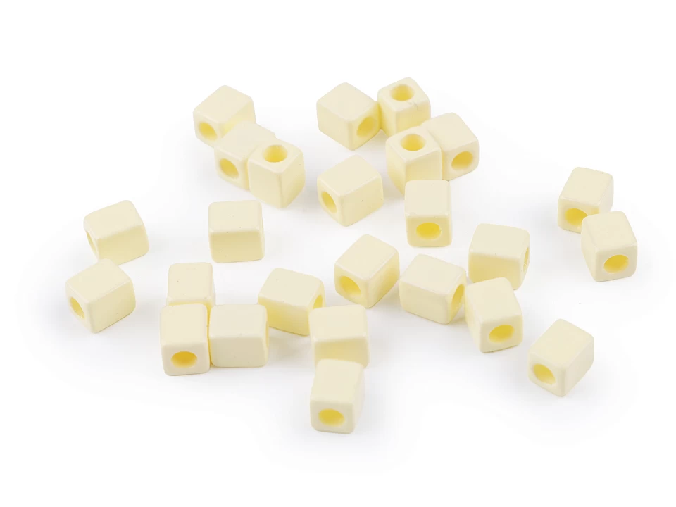 Plastové korálky kocka 6x6 mm - 5g
