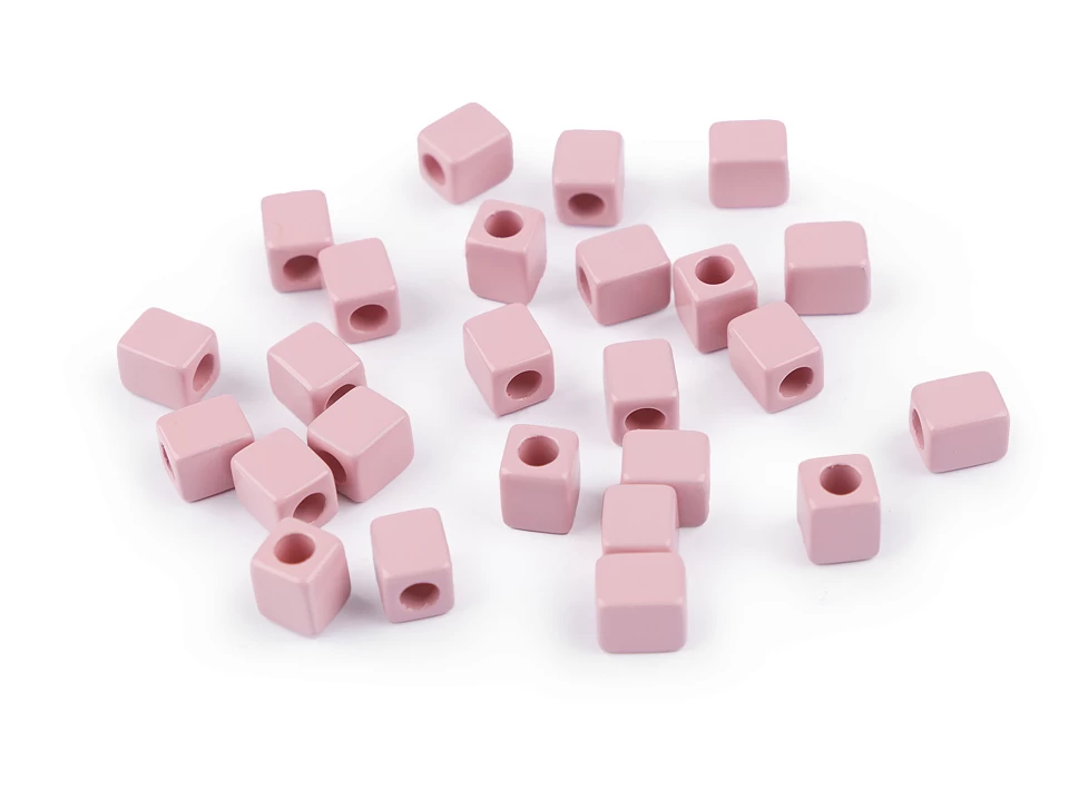 Plastové korálky kocka 6x6 mm- 5g