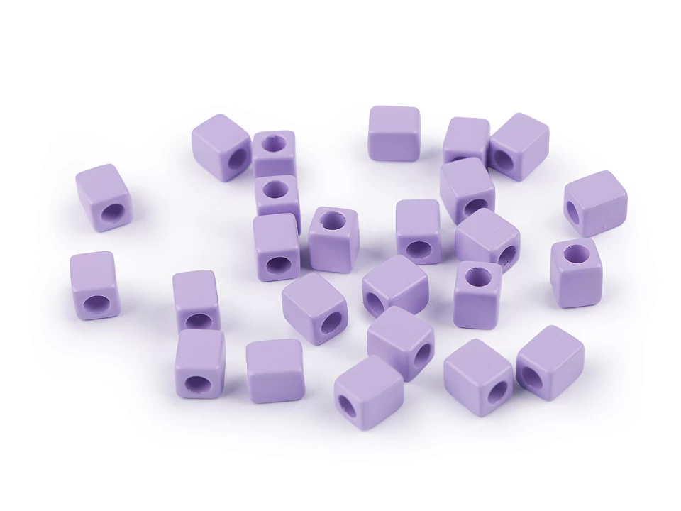 Plastové korálky kocka 6x6 mm- 5g