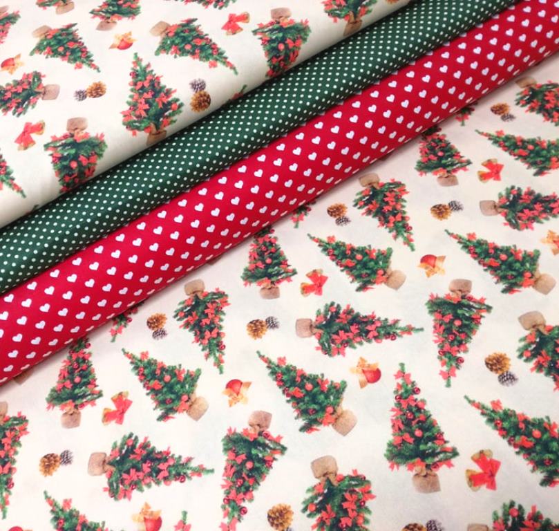VIANOČNÉ STROMČEKY NA ŽLTEJ BAVLNE