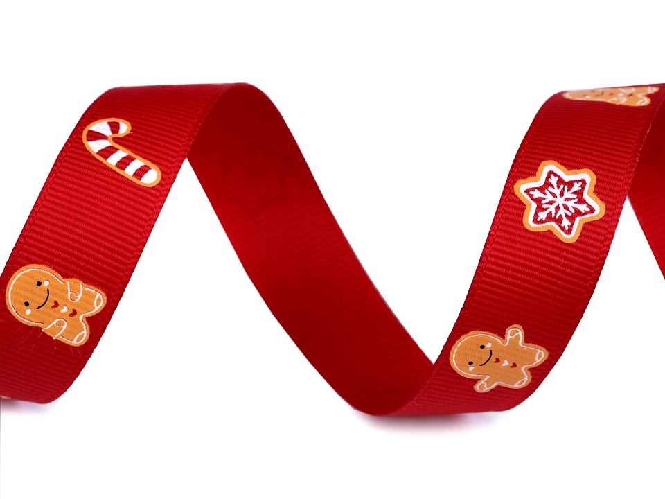 Vianočná rypsová stuha šírka 16 mm - 3 m