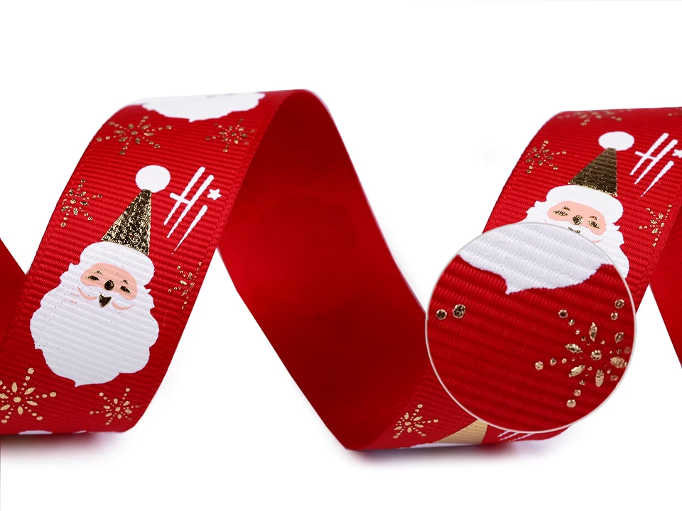 Vianočná rypsová stuha šírka 25 mm-  3 m