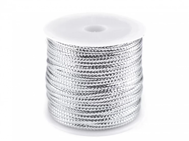 Dutinka s lurexom šírka 2 mm plochá, vianočná - 1ks