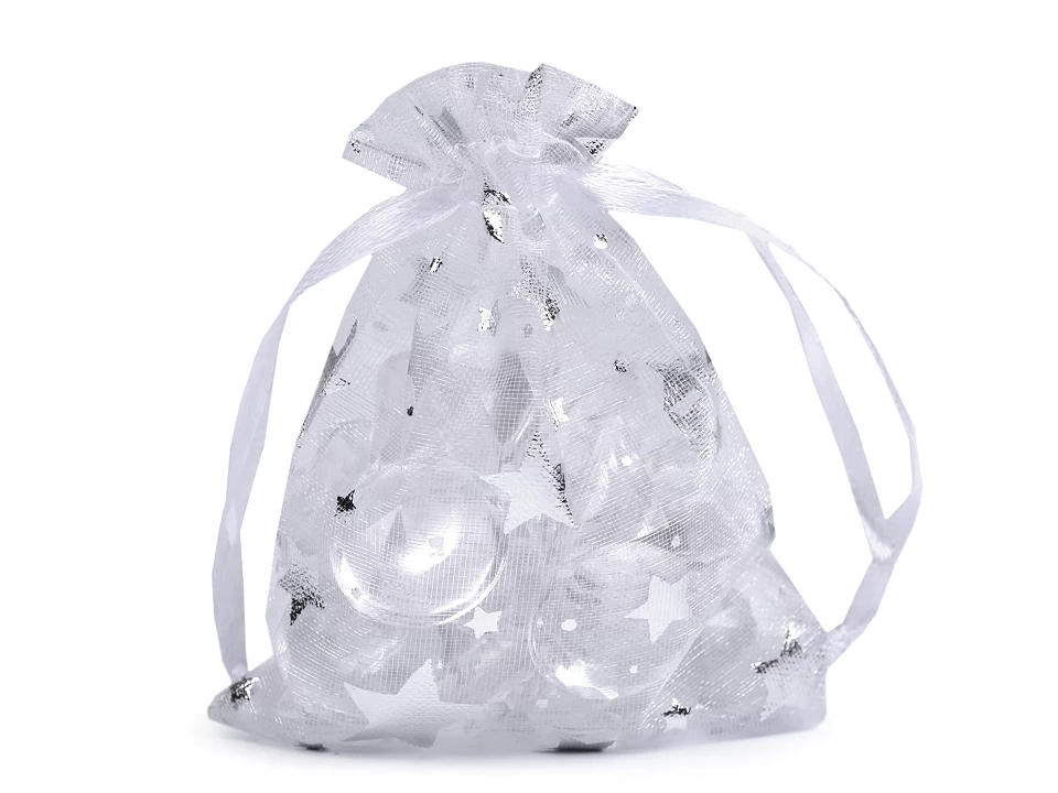 Darčekové vrecúško 7x8,5 cm organza hviezda - 5 ks