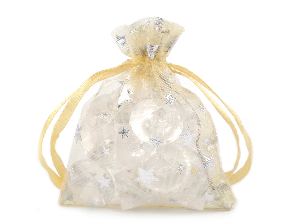 Darčekové vrecúško 7x8,5 cm organza hviezda - 5 ks