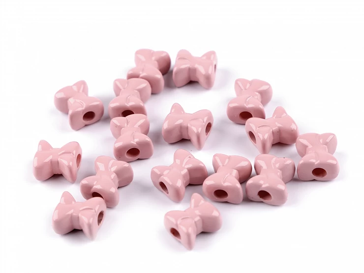 Plastové korálky mašľa 12x13 mm - 10g