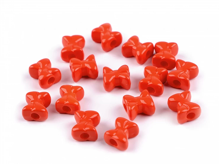 Plastové korálky mašľa 12x13 mm - 10g
