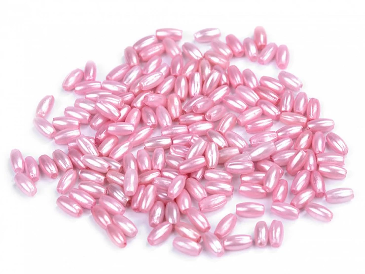 Plastové voskové koráliky / perly Glance ryža 3x6 mm - 10g