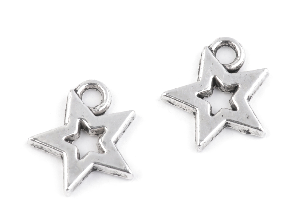 Prívesok 12x12 mm hviezda- 10 ks