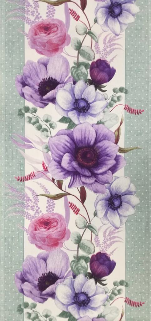 BAVLNENÁ ŠTÓLA METRÁŽ- KVETY LILAC